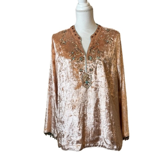Soft Surroundings Beaded Embellishments Velvet Moroccan Slit Sides Large Petite - Picture 11 of 11
